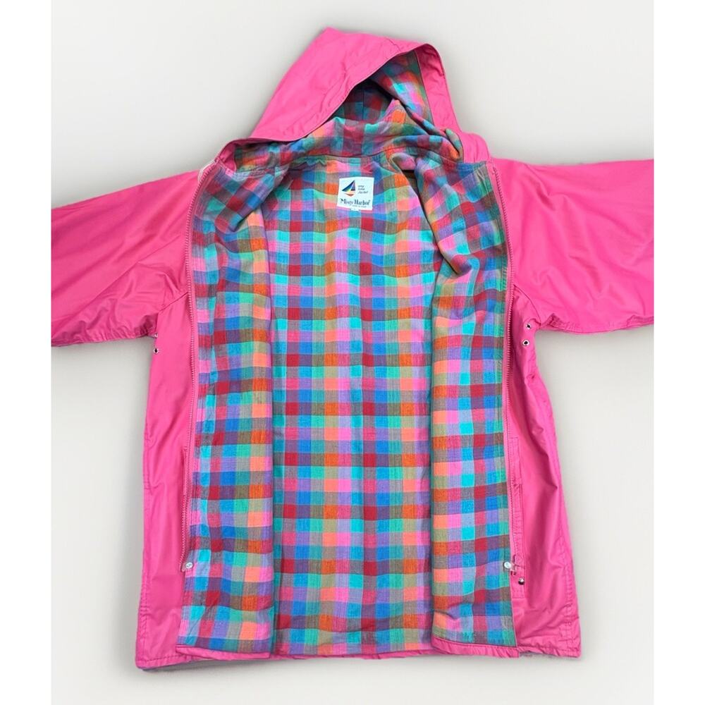 Misty Harbor Lined Rain Jacket Women's Large Pink Mid Length Hooded Coat Slicker - Picture 2 of 11